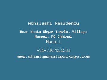 Abhilashi Residency, Manali