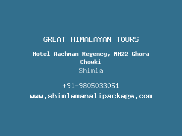 GREAT HIMALAYAN TOURS, Shimla