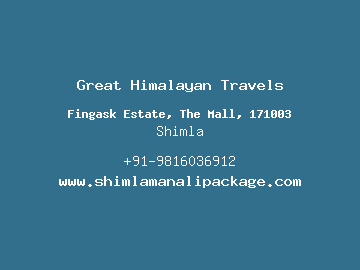 Great Himalayan Travels, Shimla