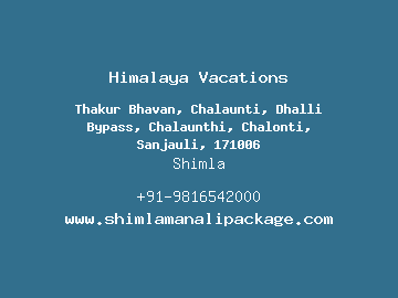 Himalaya Vacations, Shimla