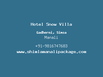 Hotel Snow Villa, Manali