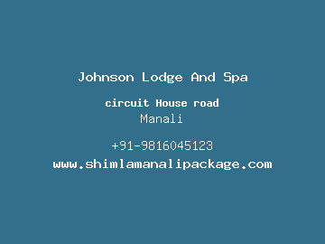 Johnson Lodge And Spa, Manali