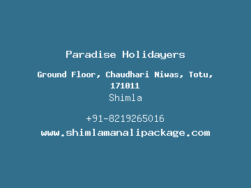 Paradise Holidayers, Shimla
