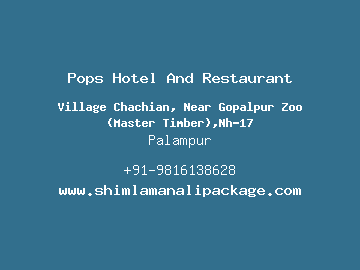 Pops Hotel And Restaurant, Palampur