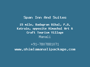 Span Inn And Suites, Manali