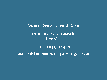 Span Resort And Spa, Manali
