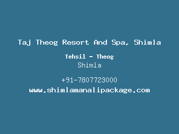 Taj Theog Resort And Spa, Shimla, Shimla