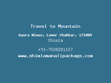 Travel to Mountain, Shimla