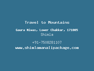Travel to Mountains, Shimla
